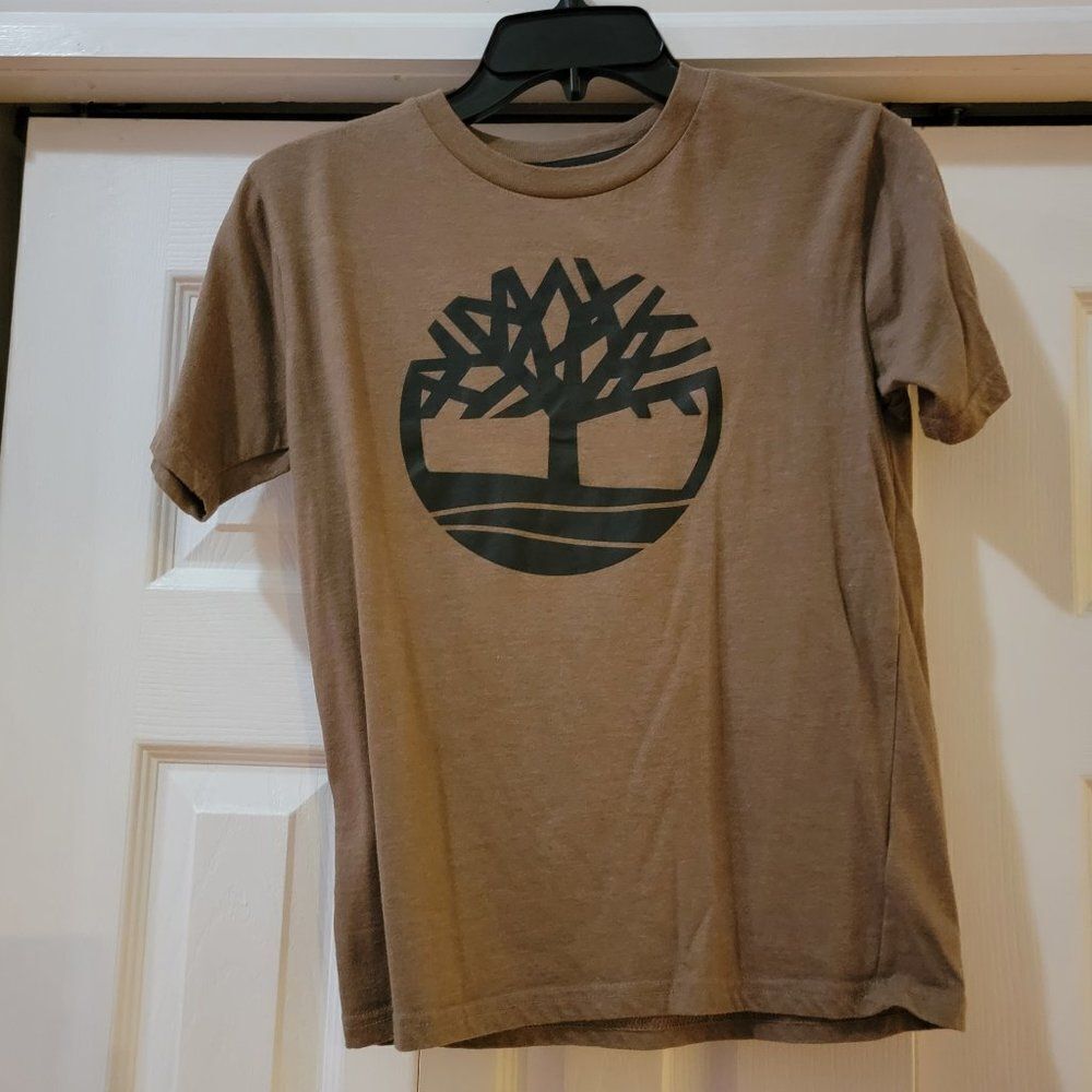 Timberland Brown Tree Logo Print Short Sleeves T-Shirt For Size Medium - Picture 4 of 6